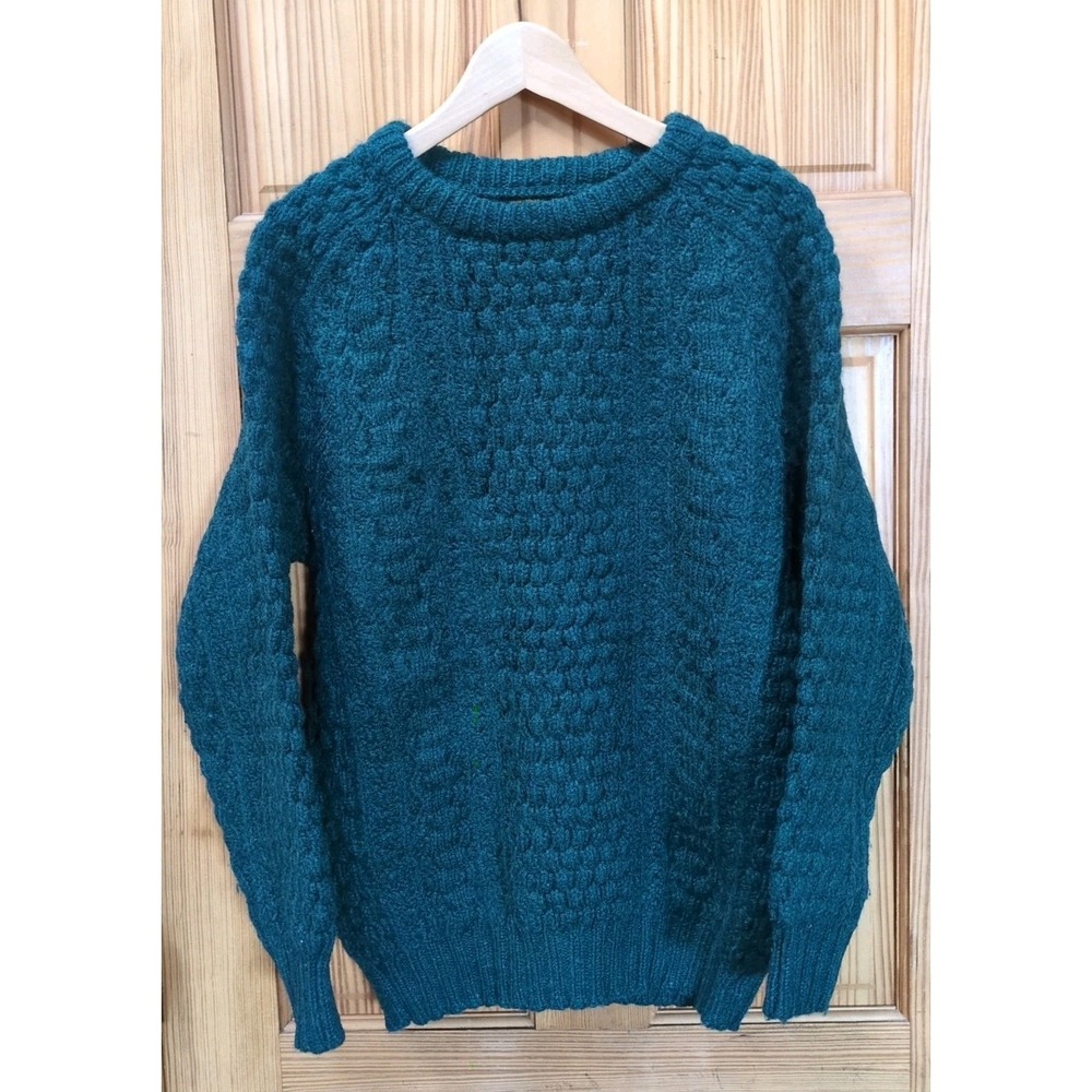 ROSSAN KNITWEAR Ireland Donegal Tweed Medium? Wool Sweater Hand Loomed Green